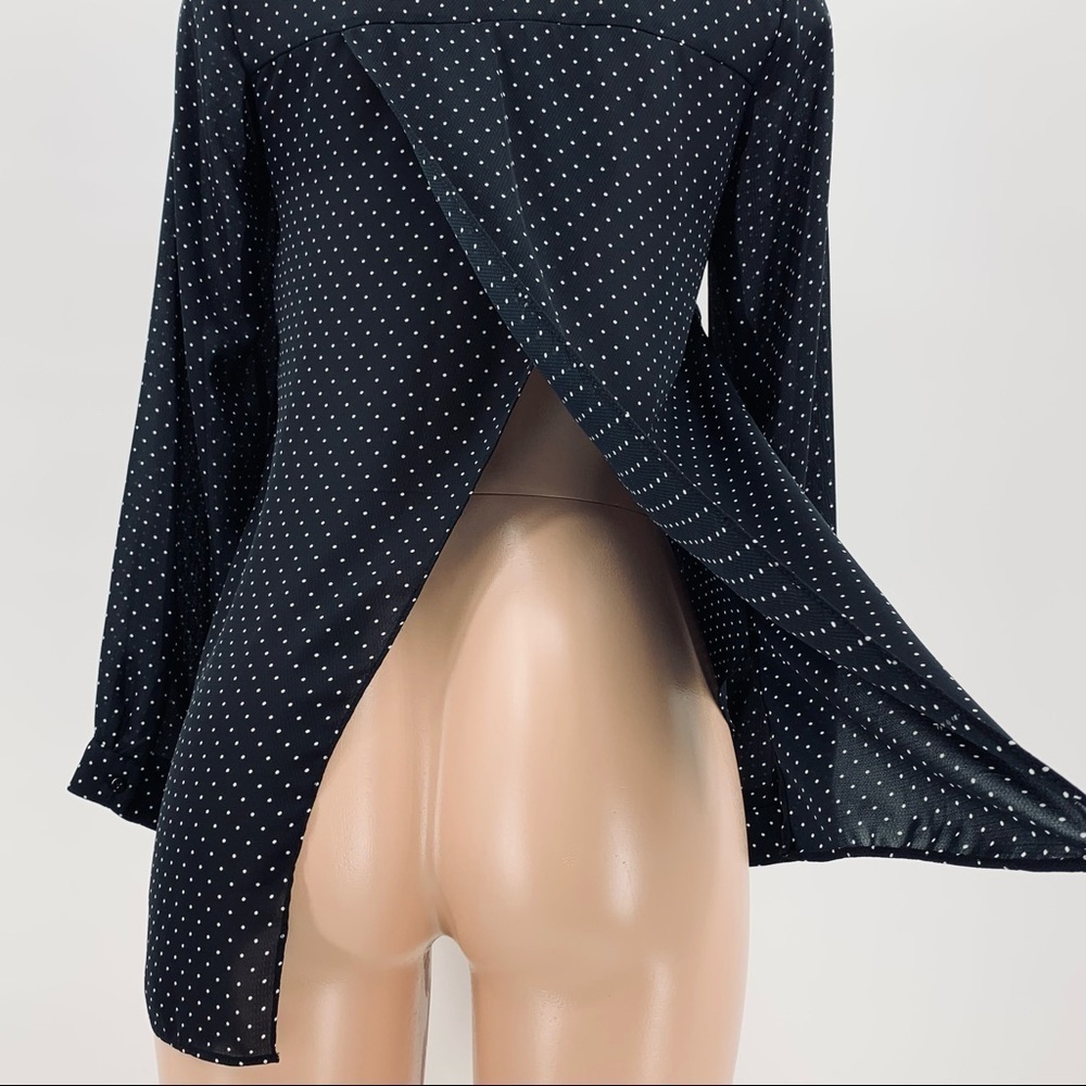 Zara Polka Dot Chiffon Split Back Buttoned High-L… - image 5
